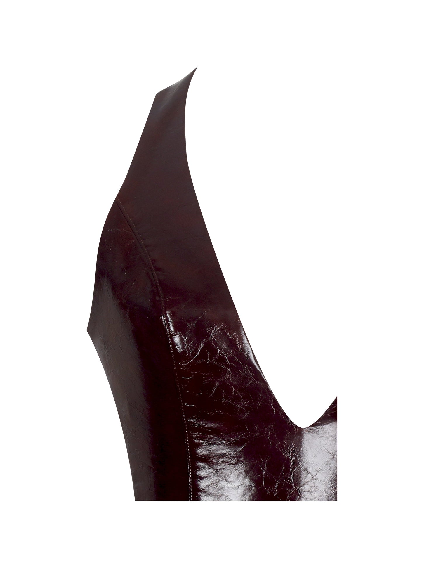 Jaslene Mahogany Ruched Peplum Plunge Halter Midi Dress