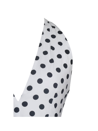 Ilene White and Black Polka Dot Bubble Hem Halter Top
