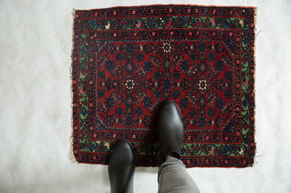 2x2.5 Antique Fine Hamadan Square Rug Mat