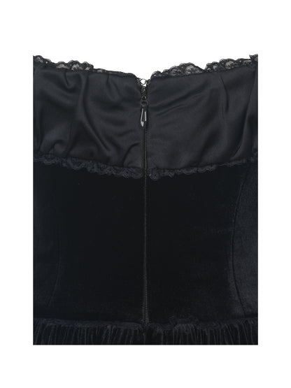 Daisha Black Lace Trimmed Off-Shoulder Ruched Mini Dress