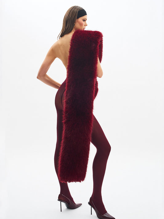 Jazmin Burgundy Multi-wear Faux Fur Scarf