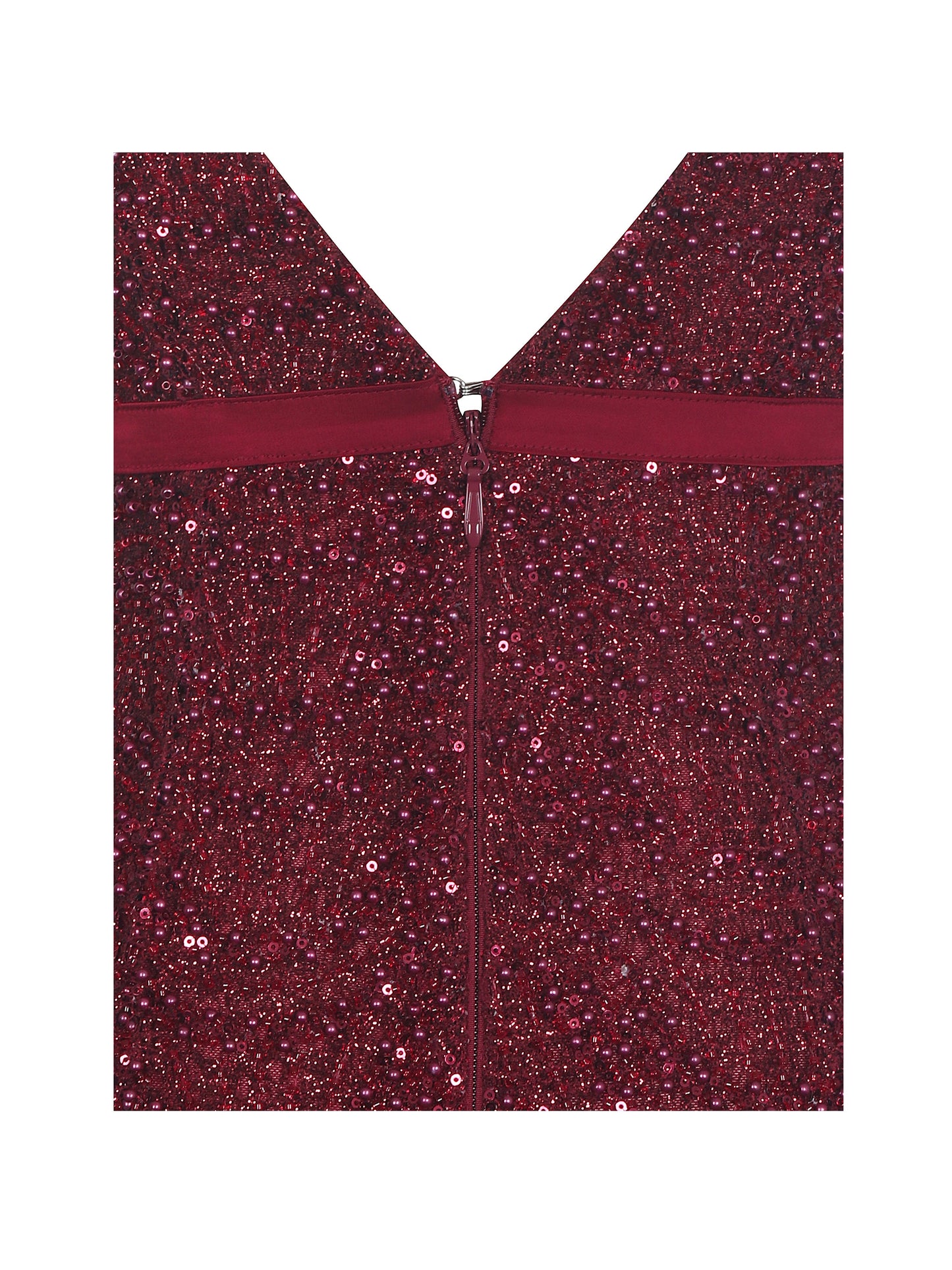 Elora Crimson Sequin Beaded Keyhole Maxi Dress