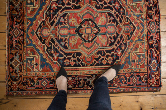 3.5x4.5 Vintage Heriz Square Rug