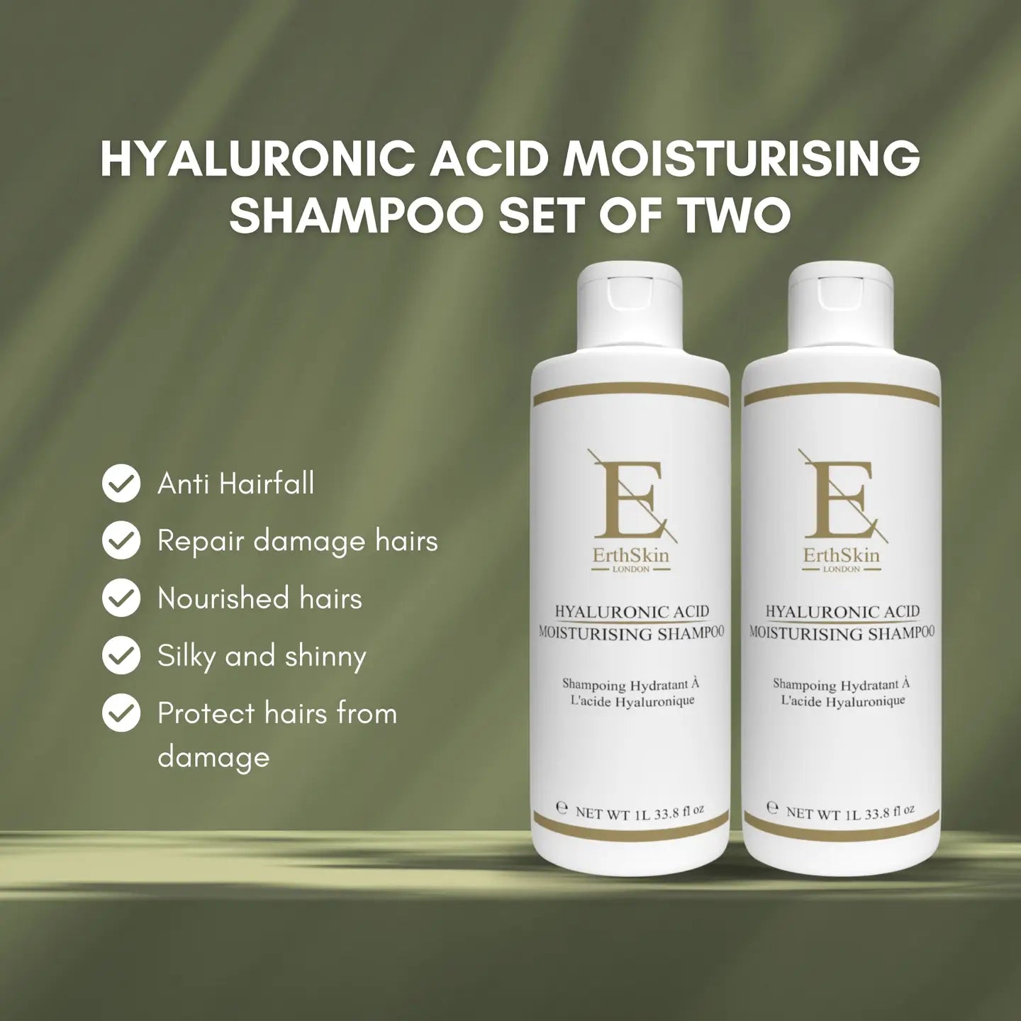 2x Hyaluronic Acid Moisturising Shampoo 1L
