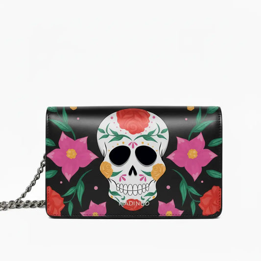 Princess Bag By MADINBO - Genuine Leather - Leather - Made in Italy - Skull and Flowers