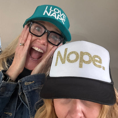 Midlifers Nope. black and white trucker
