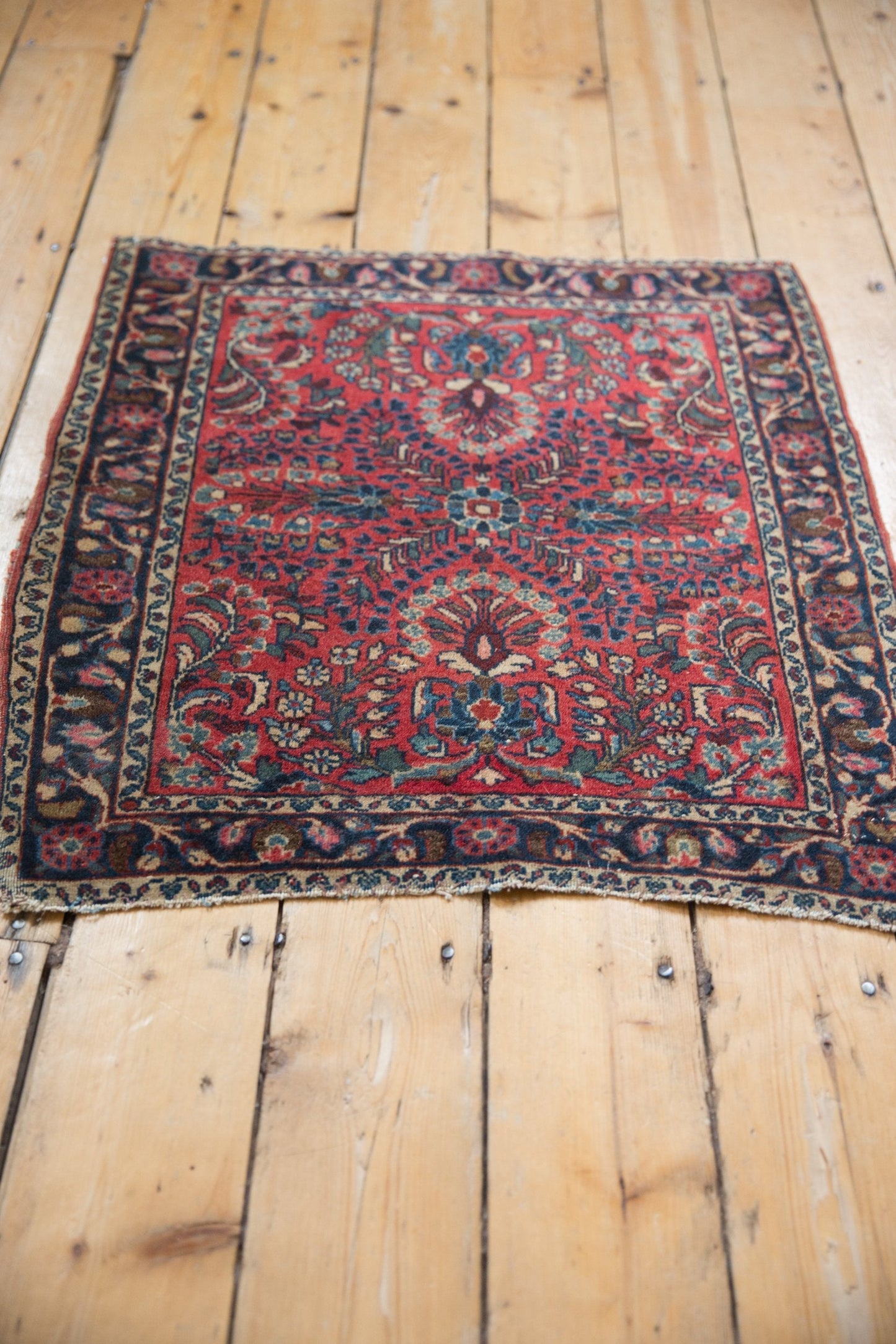 2.5x3 Vintage Fine German Sarouk Square Rug