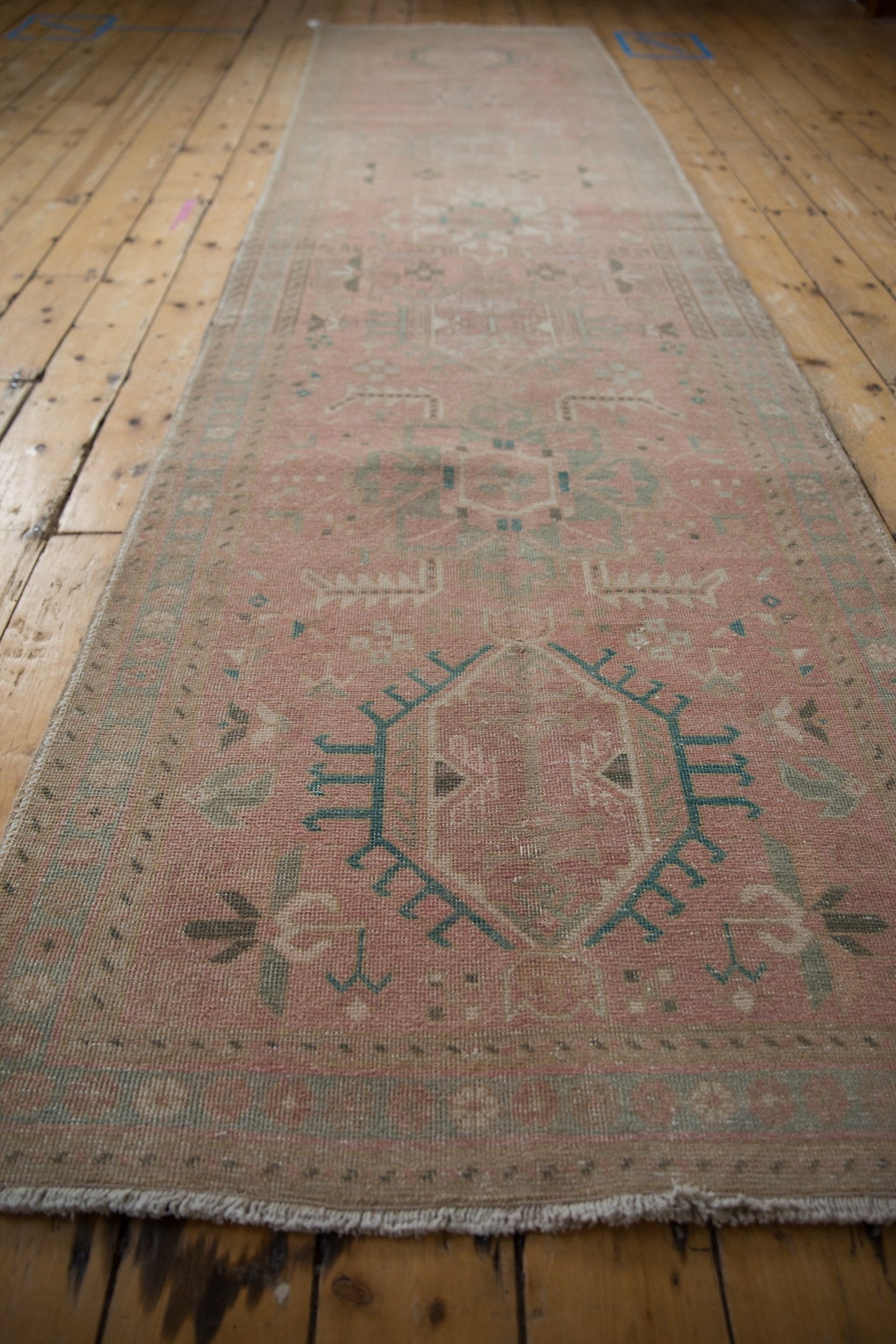 3.5x12.5 Vintage Distressed Karaja Rug Runner