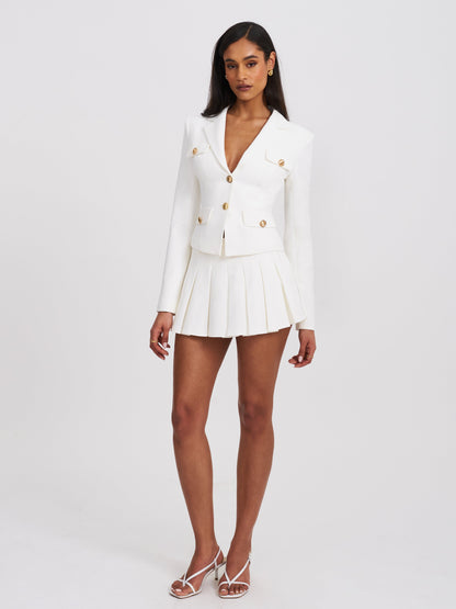 Oaklyn White Pleated Mini Skort