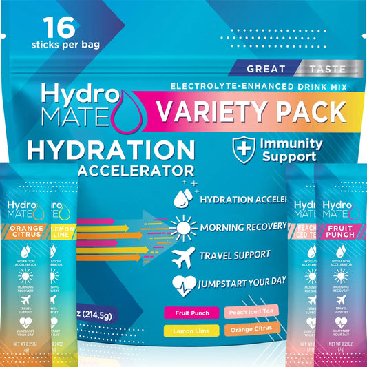 Hydromate Electrolyte Powder Variety Pack (16 Sticks)