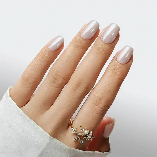 Classic Pearl White Short Square Nails - Press On Nails
