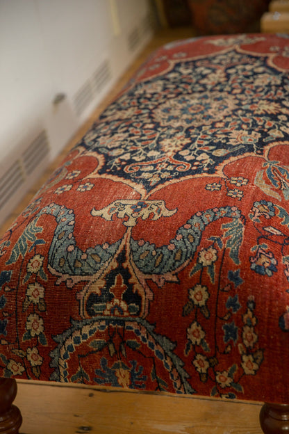 Reclaimed Antique Persian Rug Ottoman Coffee Table