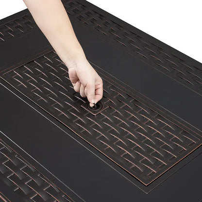 Albany 44" Rectangular Woven Aluminum Convertible Gas Fire Pit Table