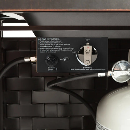 Armstrong 42" Square Basketweave Aluminum Convertible Gas Fire Pit Table