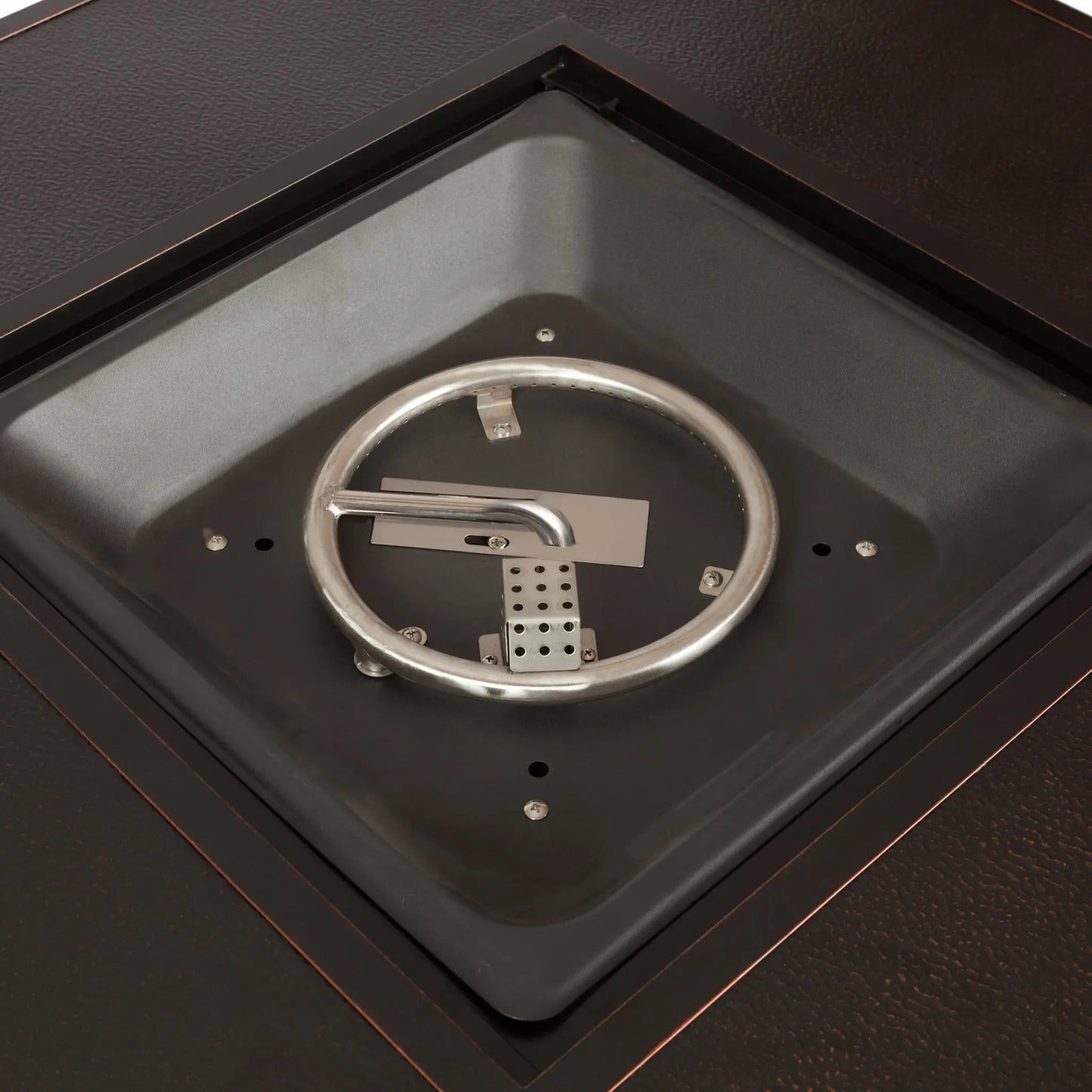 Armstrong 42" Square Basketweave Aluminum Convertible Gas Fire Pit Table