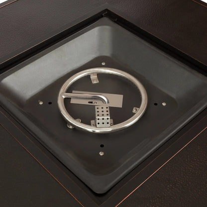 Armstrong 42" Square Basketweave Aluminum Convertible Gas Fire Pit Table