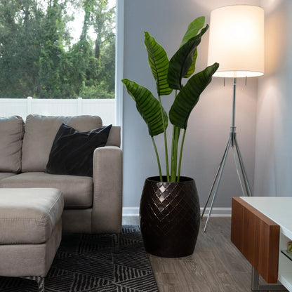 Braga Metal Stool Table Container in Antique Bronze Finish