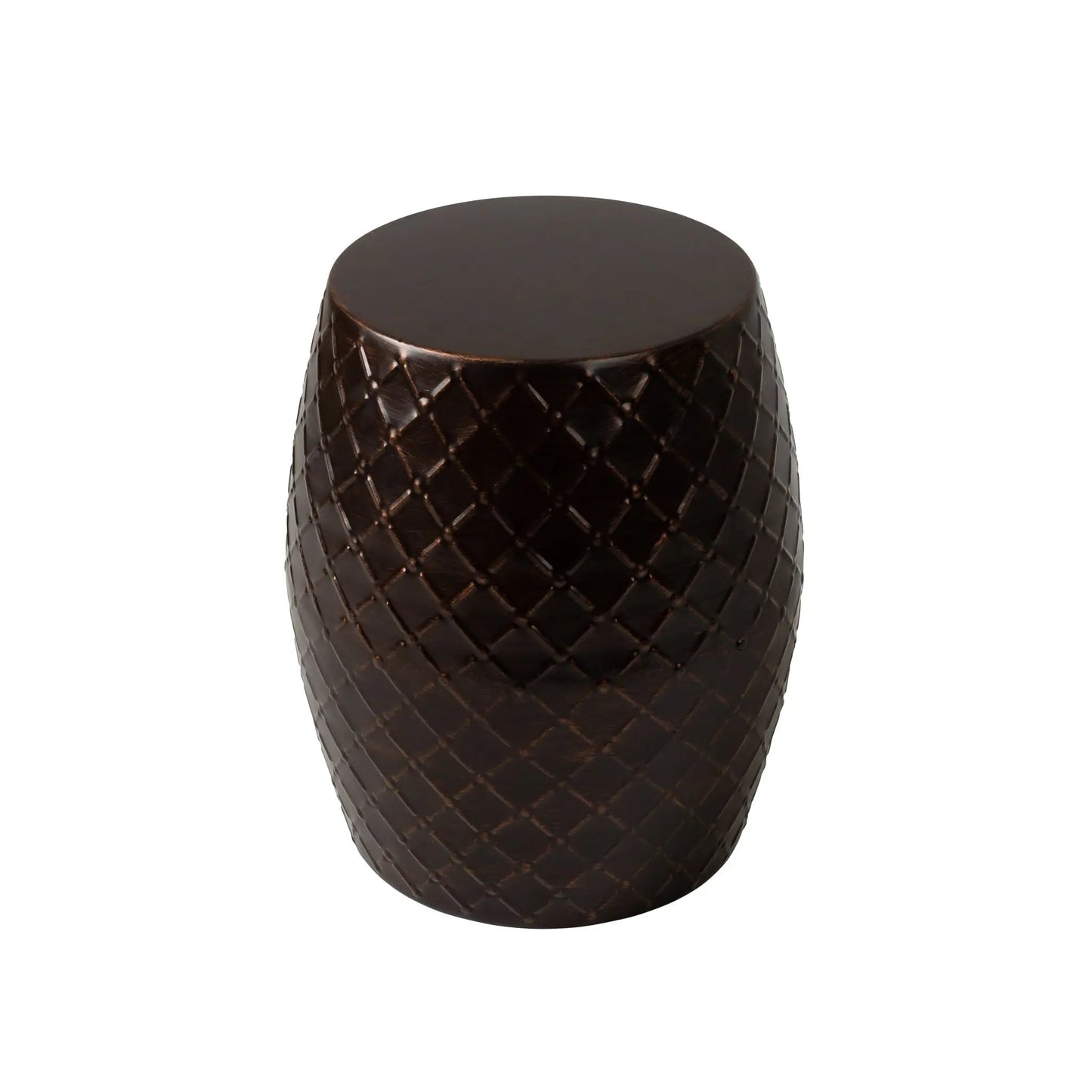 Braga Metal Stool Table Container in Antique Bronze Finish