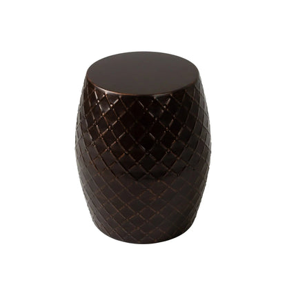 Braga Metal Stool Table Container in Antique Bronze Finish