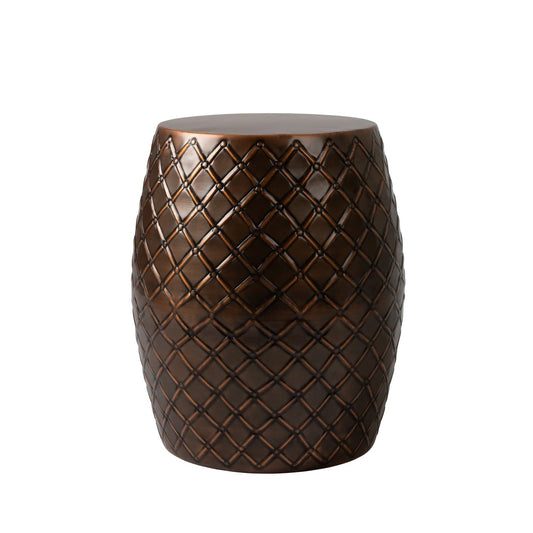 Braga Metal Stool-Container in Copper Finish