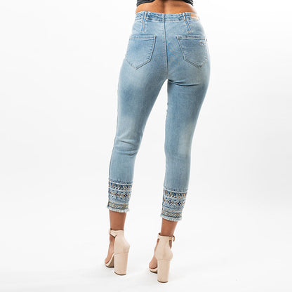 Chevron Beaded Hem Capris