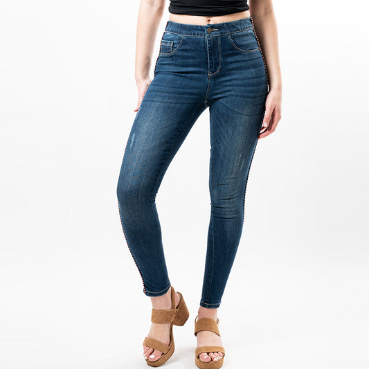 Braided Side Trim Ankle Skinny