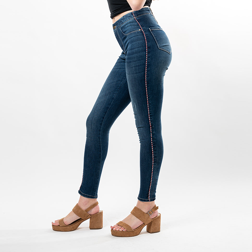 Braided Side Trim Ankle Skinny