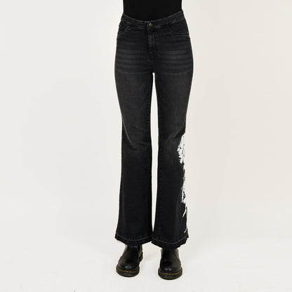 Placement Screen Print Leg Boot Cut