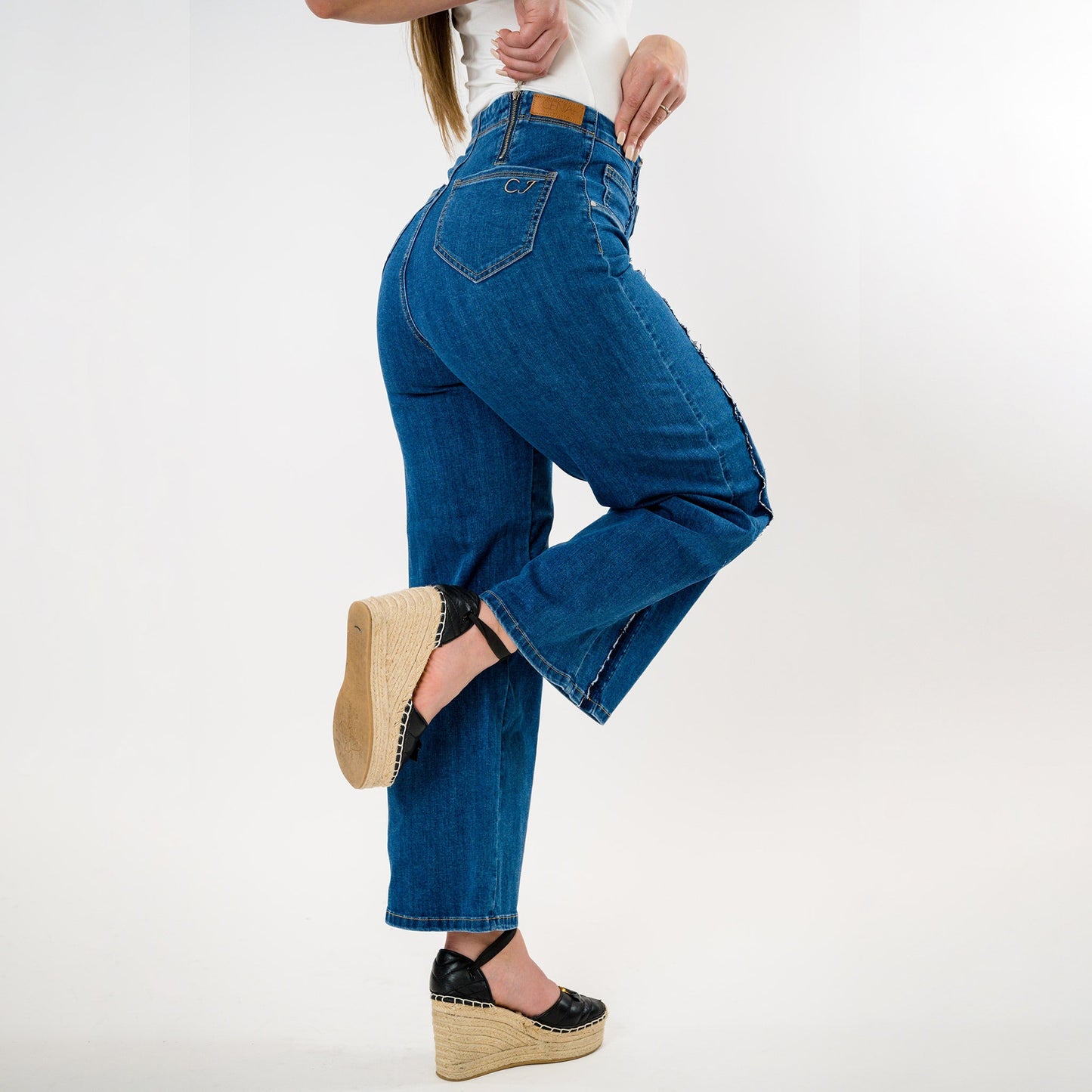 Hi-low waist cropped palazzo