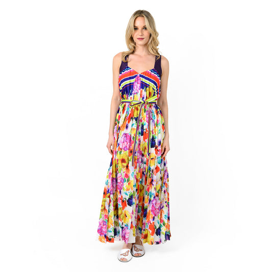 Sunburst Pleated Trapeze Maxi