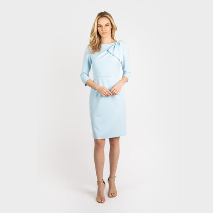 CN7096 3/4 Slv Assymmetric Bow Nk Sheath