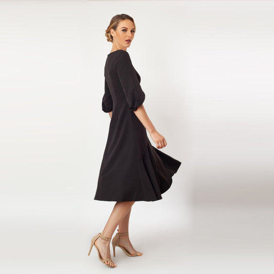 Tulip Sleeve T-length Fit & Flare Dress