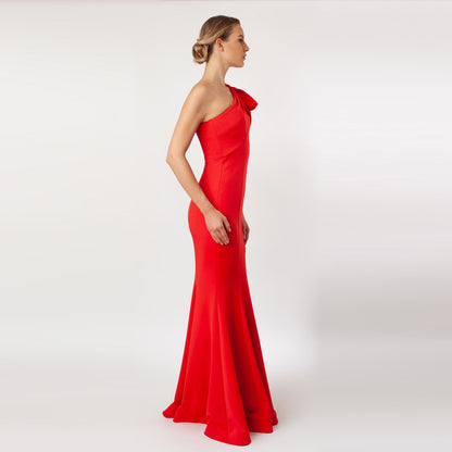 One Shoulder Bow Sleeve Gown