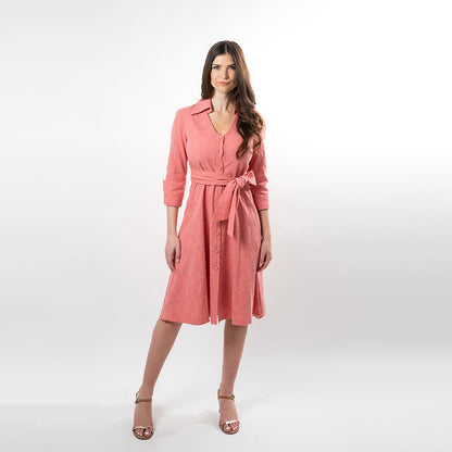 Button Down Fit & Flare Shirt Dress