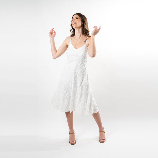 Spaguetti Strap Mitered Fringe Dress