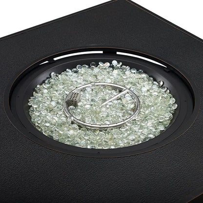 Clayton 40" Round Hammered Aluminum Convertible Gas Fire Pit Table