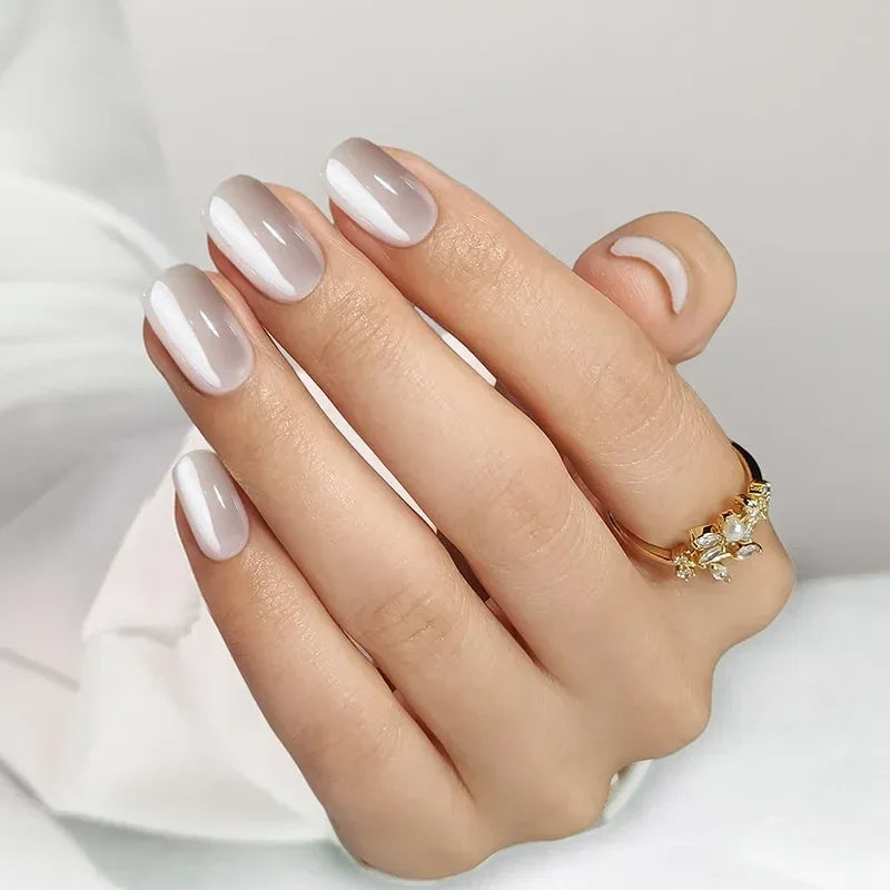 Classic Pearl White Short Square Nails - Press On Nails