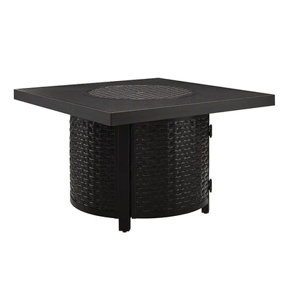 Dalton 40" Square Woven Aluminum Convertible Gas Fire Pit Table