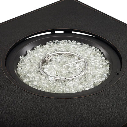 Dalton 40" Square Woven Aluminum Convertible Gas Fire Pit Table