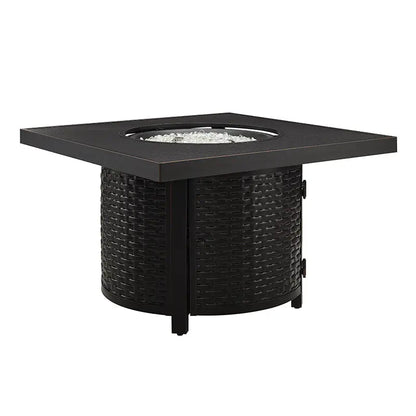 Dalton 40" Square Woven Aluminum Convertible Gas Fire Pit Table