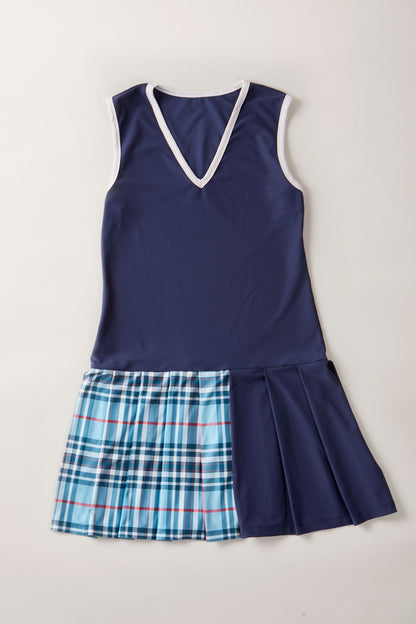 AGGIE BLUE PLAID DRESS – CHIC & VERSATILE WOMEN’S ATHLETIC DRESS FOR ON & OFF THE COURT AND COURSE