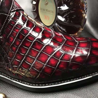 Crocodile Ankle Boots Handmade Dress Shoes Men's