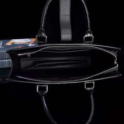 DON JOHN Laptop Bag Genuine Crocodile Leather Handbags Black Messenger Men's