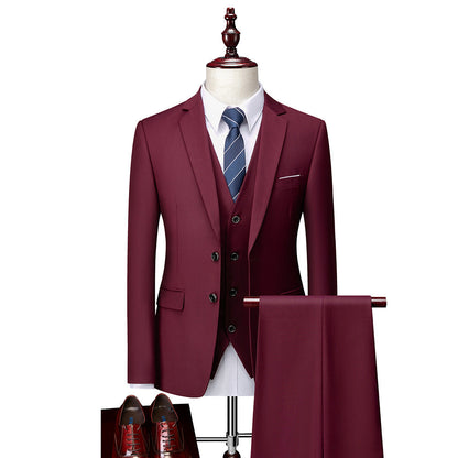 3 Piece Suit Jacket Pants & Vest Business Formal Men's
