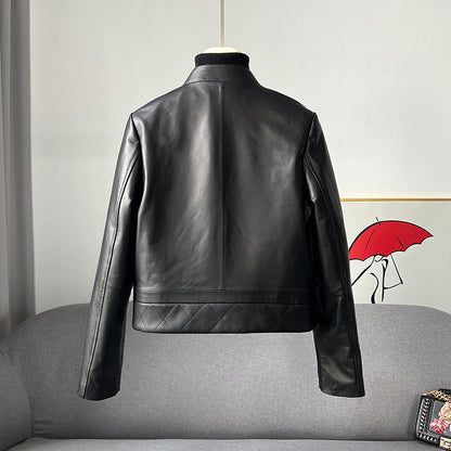 Black Sheepskin Leather Jacket Women's