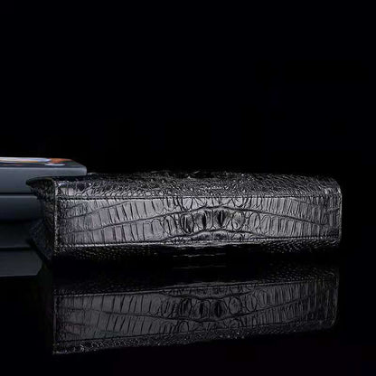 DON JOHN Laptop Bag Genuine Crocodile Leather Handbags Black Messenger Men's