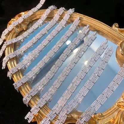 Charm Gold Iced out Diamond 18K Gold Chain Bracelet Women's