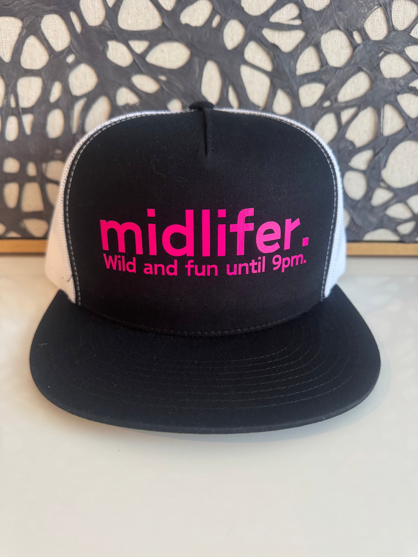 Midlifers. Wild and Fun pink font hat