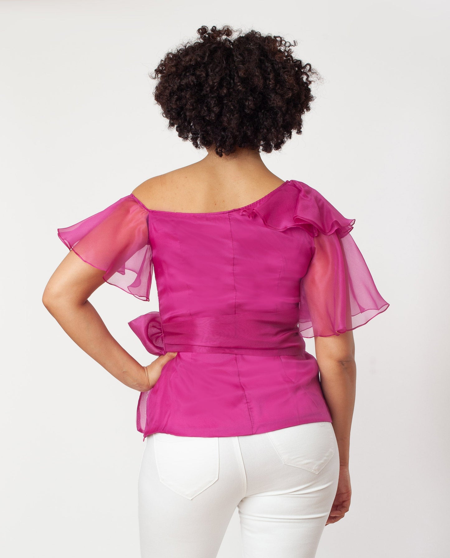 Asymmetric Shoulder Flutter Slv Blouse