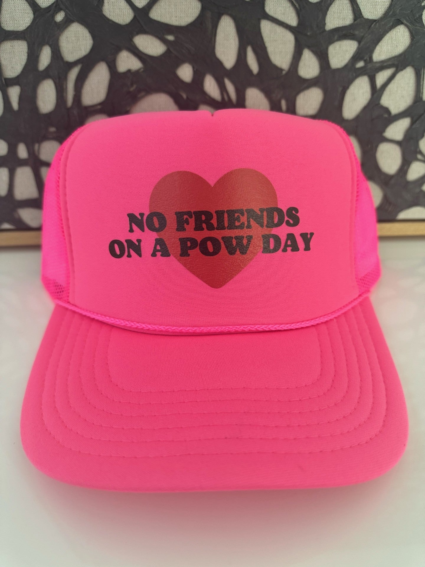 No Friends on a Powder Day - Neon Pink Trucker